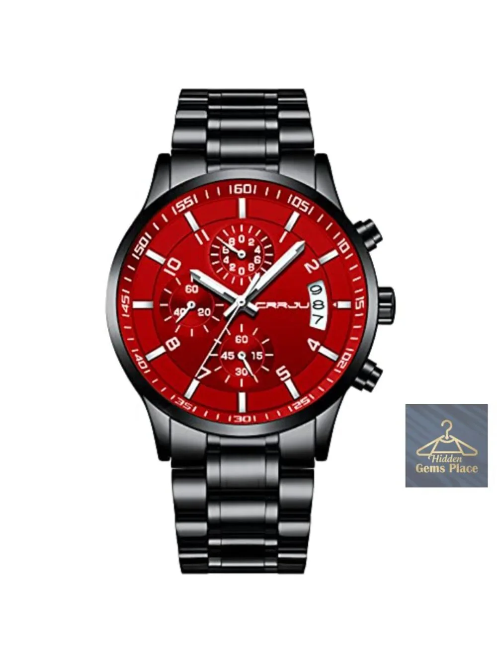 Men's Stainless Steel Chronograph Watch, Waterproof Analog Quartz, Date Display
